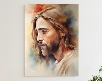 Yeshua Jesus Watercolor | Jesus Art Print | Jesus Painting | Bible Art | Jesus Christ Art | LDS Art | Christian Wall Art | Christian Decor