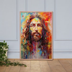 Stampa artistica colorata di Gesù Cristo Boho - Moderna arte murale cristiana