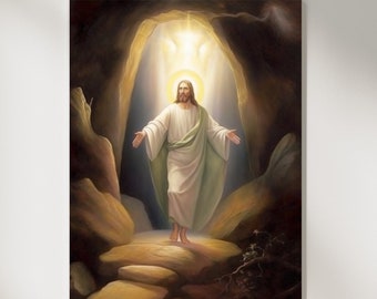 Risen Christ Digital Easter Art | Easter Printables | Christian Printables | Catholic Printable | Jesus Painting | Digital Catholic Painting