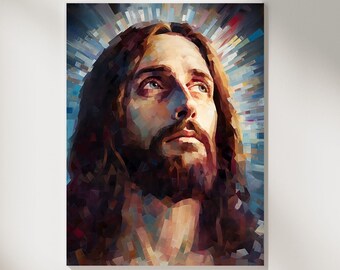 Jesucristo mosaico imprimible arte cristiano / arte bíblico digital / arte bíblico imprimible / pintura digital de Jesús / arte de Jesús imprimible