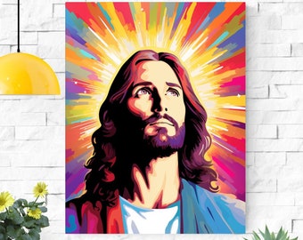 Colorful Jesus Art Print - Sunday School Kids Room Art | Jesus Prints | Jesus Art | Jesus Poster | Christian Poster | Jesus Christ Prints