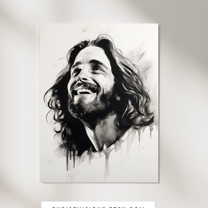 Jesus Smiling Digital Christian Art Print | Printable Jesus Art | Christian Printables | Christian Posters | Jesus Posters | Jesus Picture