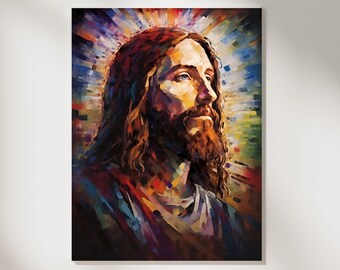 Rainbow Christ Digital Christian Art Print - Printable Bible Art