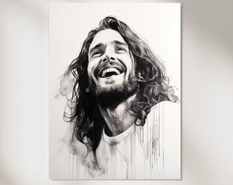 Smiling Jesus Printable Christian Art | Digital Jesus Print | Christian Print | Jesus Print | Jesus Christ Art | Printable Bible Art