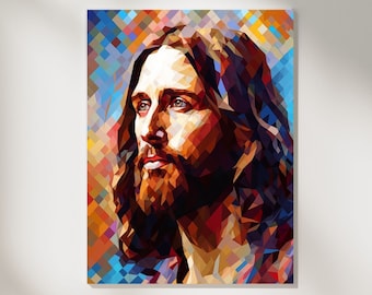 Impression d'art colorée de Jésus-Christ | Éclat du Rédempteur (téléchargement numérique)