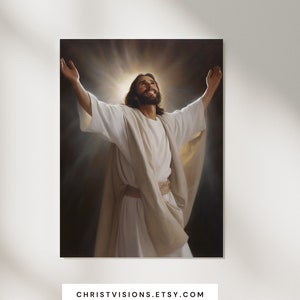 Easter Jesus Printable Art | Smiling Jesus Print | Jesus Easter Art | Jesus Png | Resurrection | Christian Art | Christian Png | Bible Png