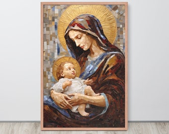 Virgin Mary and Baby Jesus - Christian Nativity Art For Christmas | Catholic Art | Christian Art | Catholic Gift | Christmas Art