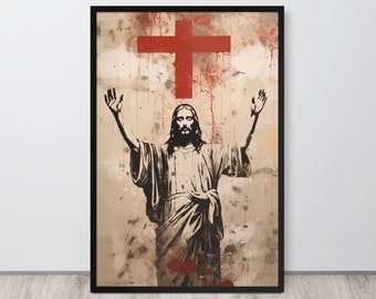 Contemporary Christian Modern Art Jesus Christ Print - Religious Wall Art | Christian Gifts | Jesus Artwork | Jesus Print | Christian Poster