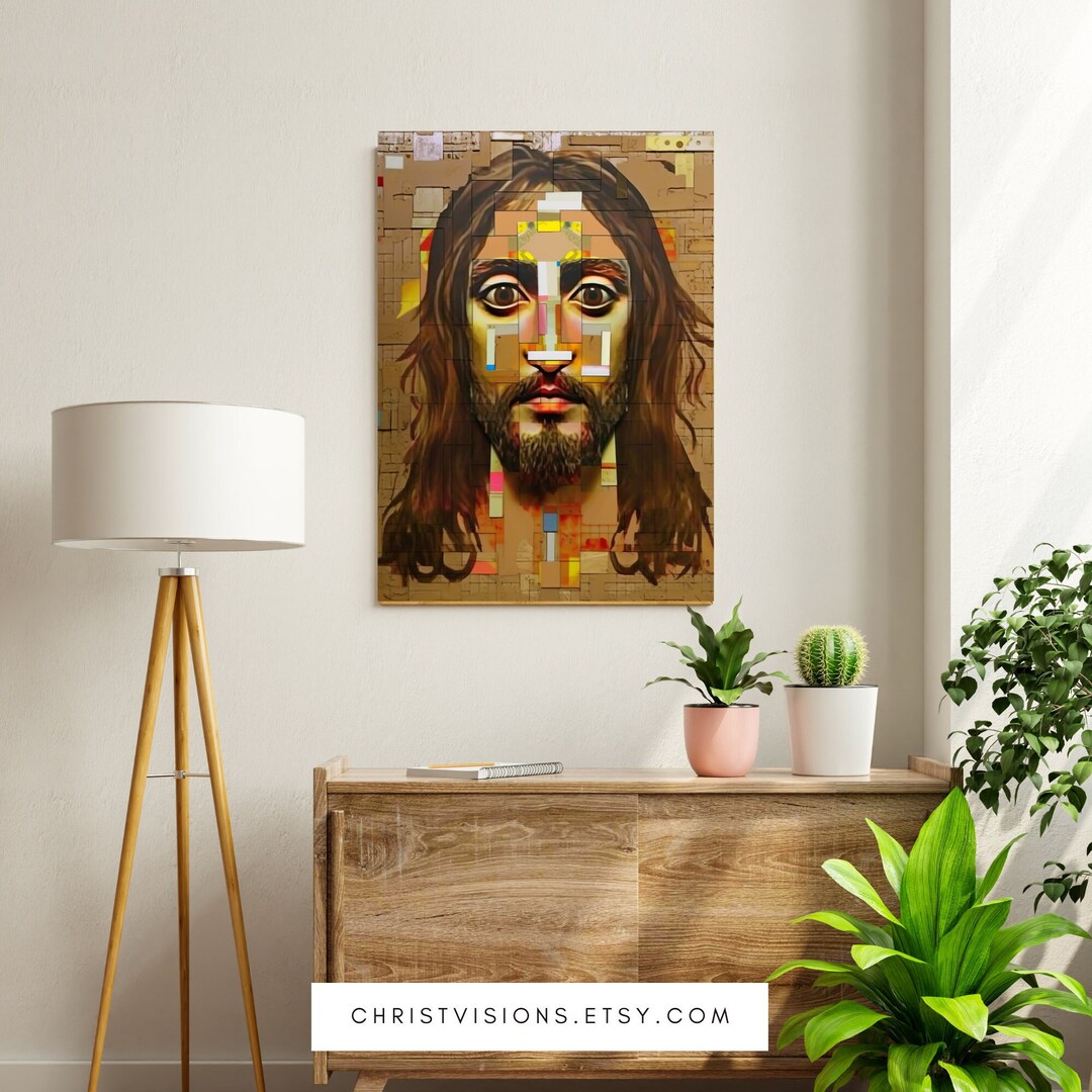 Midcentury Modern Art Jesus Print Jesus Painting Christian Decor