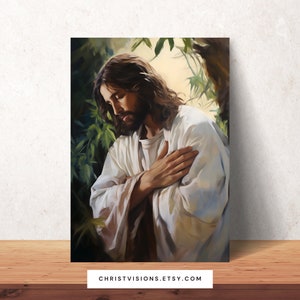 Jesus In Gethsemane Printable Christian Art | Jesus Art Print | Jesus Print | Jesus Christ Art | Jesus Painting | Jesus Praying | Faith Art