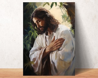 Jesus In Gethsemane Printable Christian Art | Jesus Art Print | Jesus Print | Jesus Christ Art | Jesus Painting | Jesus Praying | Faith Art