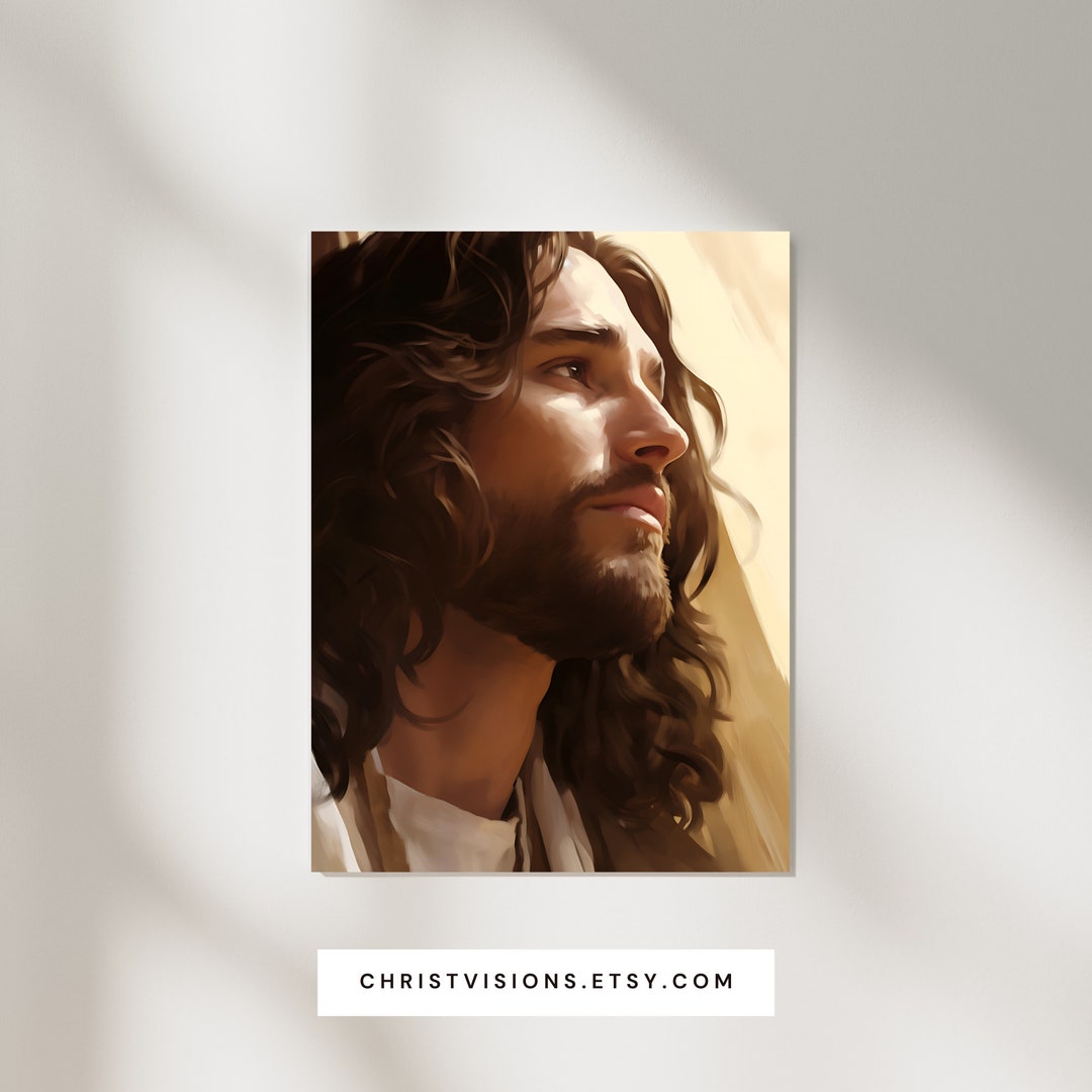Printable Jesus Profile Art: Digital Christian Wall Decor, Religious ...