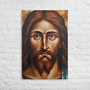 Russian Orthodox Jesus Christ Icon Canvas Print - Religious Wall Art & Baptism Gift