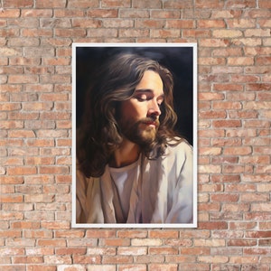 Impresión artística de Jesucristo en estilo tradicional de pintura de retrato: Arte mural cristiano para una decoración espiritual del hogar