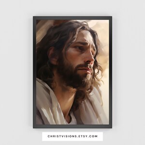 Jesus Christ Portrait Christian Wall Art: Spiritual Art Print Gift for Religious Home Decor