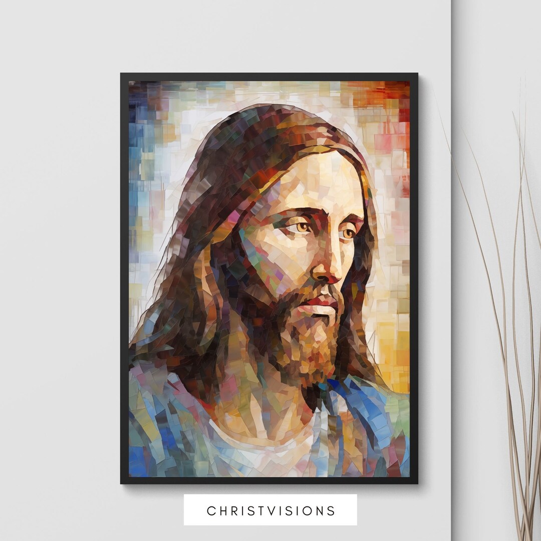 Gentle Jesus Framed Christian Art Print Colorful Jesus Print Etsy
