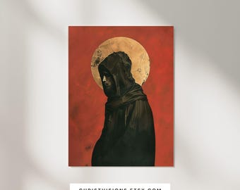 Saint Francis Of Assisi Printable Catholic Art In Midcentury Modern Minimlist Style