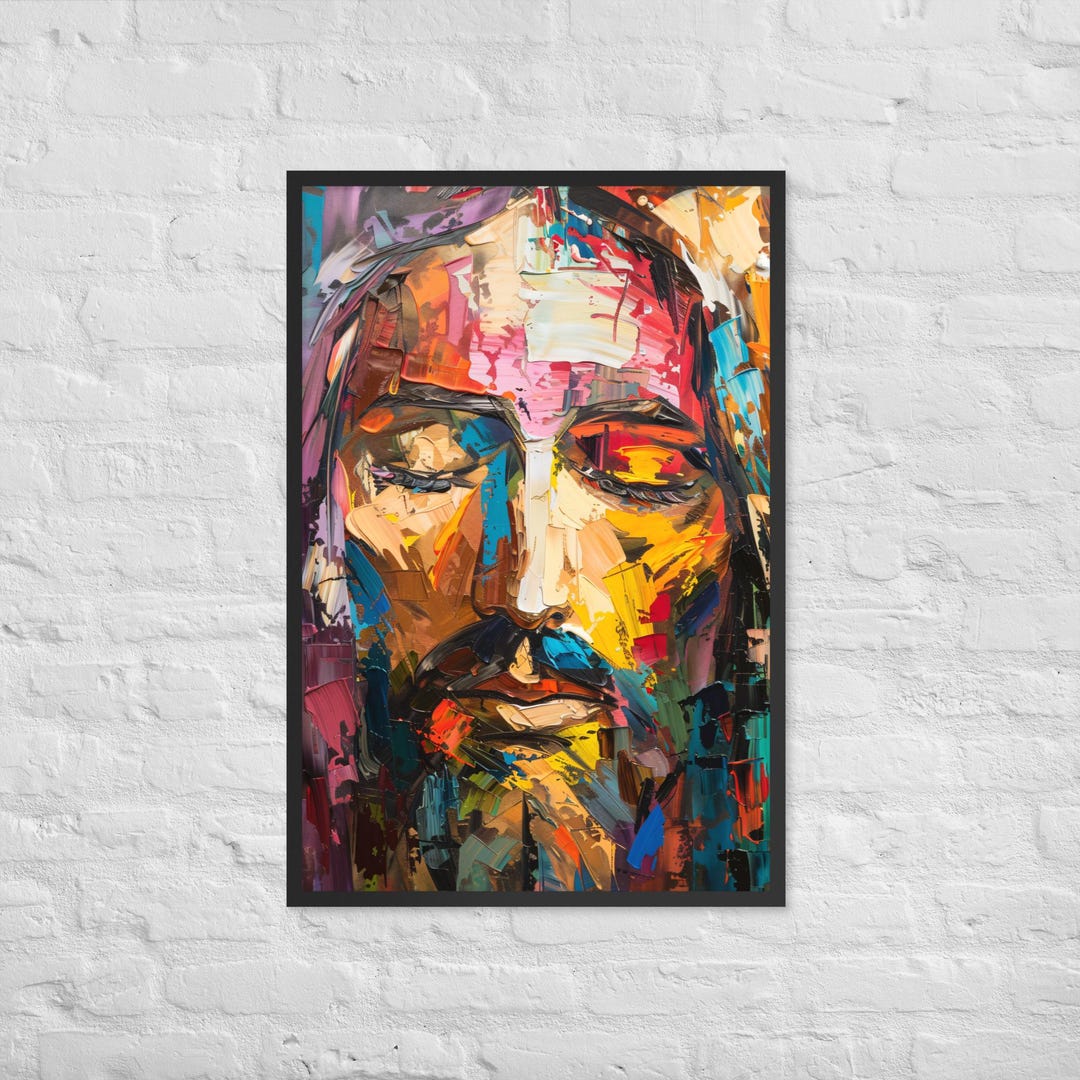 Vibrant Abstract Jesus Art Print - Modern Christian Wall Decor ...