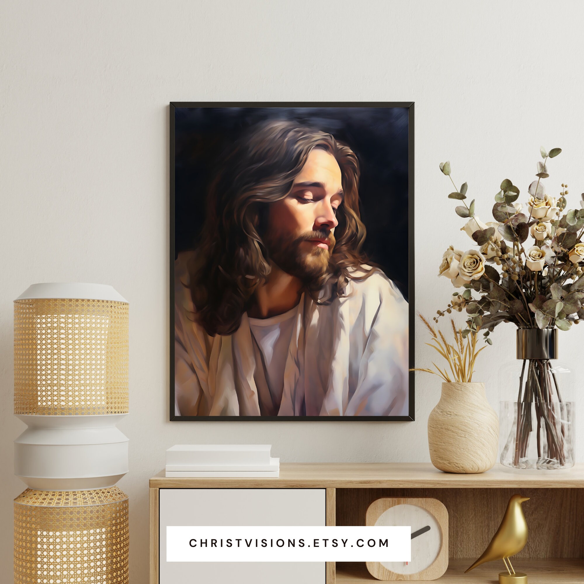 Jesus Christ Print Framed Christian Wall Art Jesus Art Print - Etsy