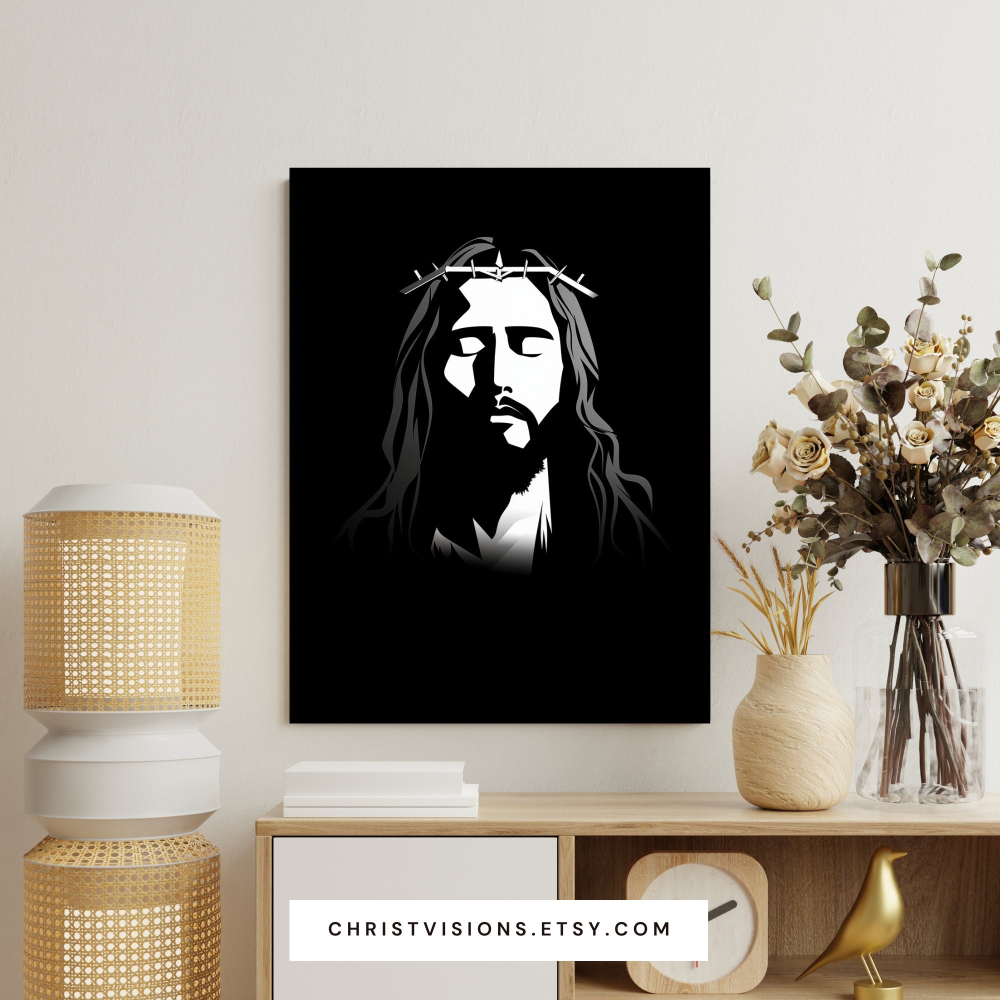 Jesus Christ With Crown of Thorns Printable Art Christian Png Christian ...