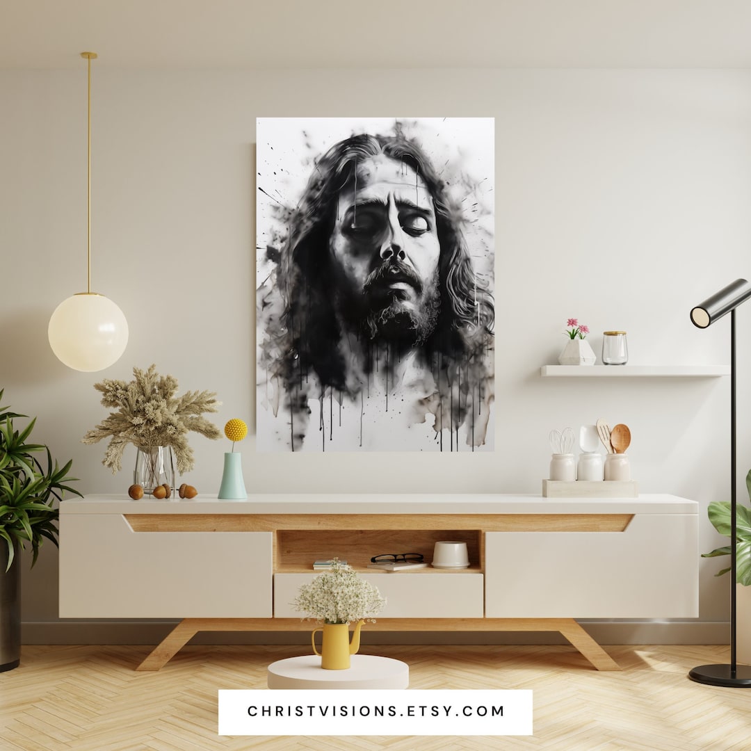 Jesus Drawing Christian Print Jesus Christ Portrait Jesus Wall Art ...