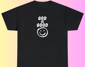 Deus é bom camiseta cristã minimalista para homens e mulheres cristãos felizes