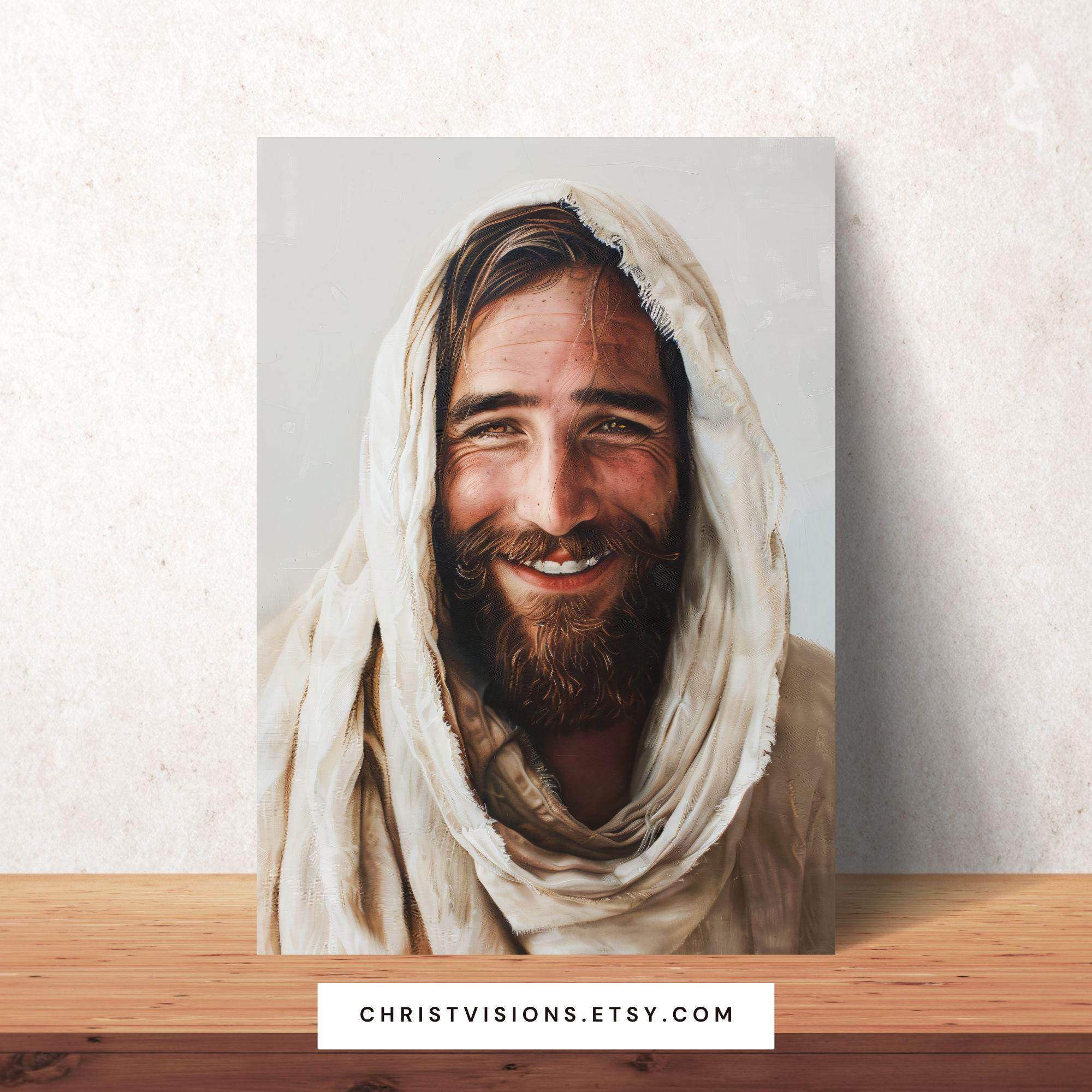 Realistic Portrait of Rabbi Jesus Smiling - Printable Christian Art for ...