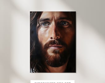 Spiritual Jesus Christ Digital Art Print: Yeshua Messiah Portrait for Christian Wall Decor
