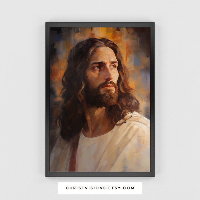Jesus Christ Midcentury Modern Framed Christian Wall Art Jesus Painting