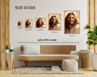 微笑むイエス・キリストの肖像画 – キリスト教アートプリント - Etsy 日本
