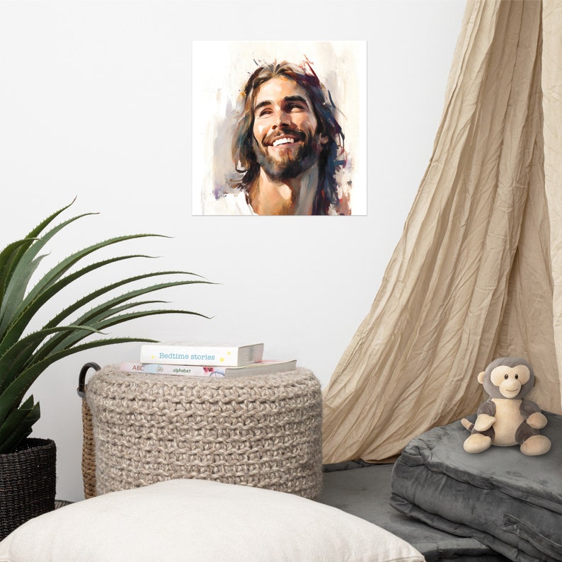 Laughing Jesus Printable Art Smiling Jesus Art Bible Art Jesus Watercolor Bible Printables ...