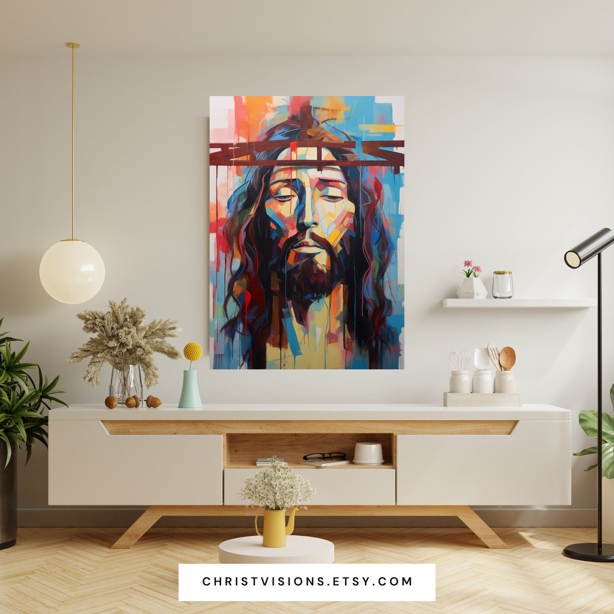 Jesus Christus Midcentury moderne christliche Kunstdruck Jesus