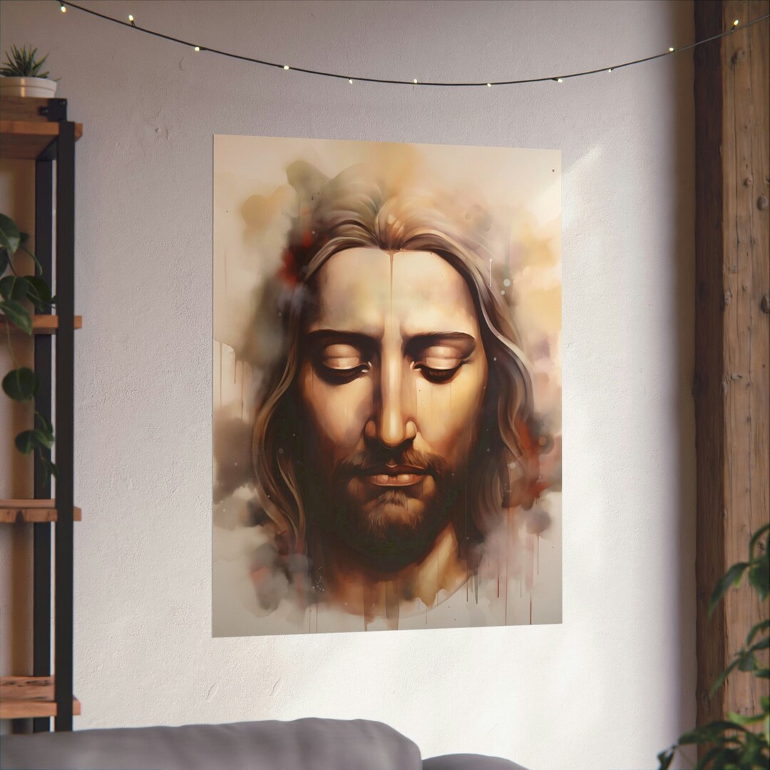 Praying Jesus Wall Art Christian Print Jesus Christ Art Jesus Painting