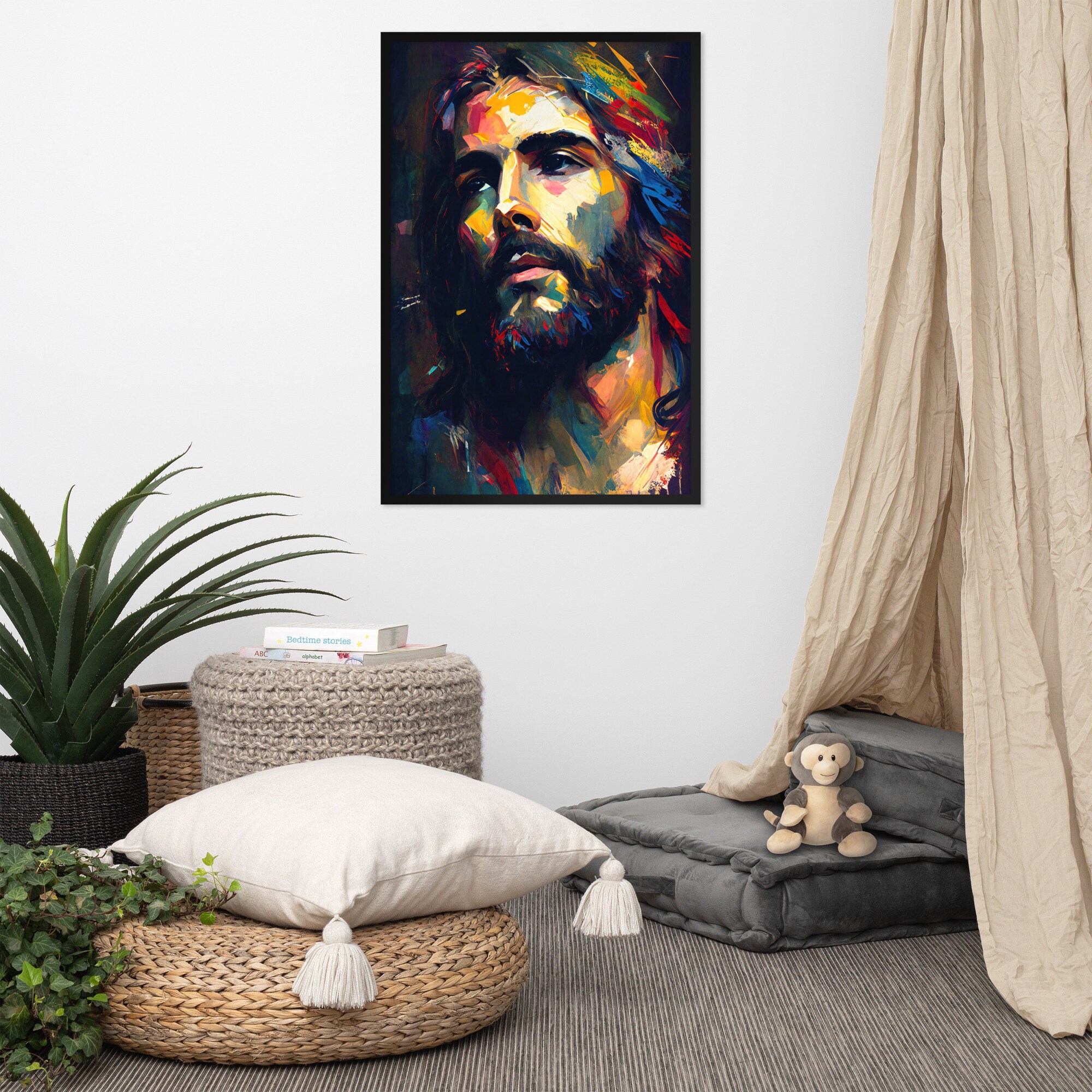 The Savior Jesus Framed Christian Modern Art Jesus Art Etsy