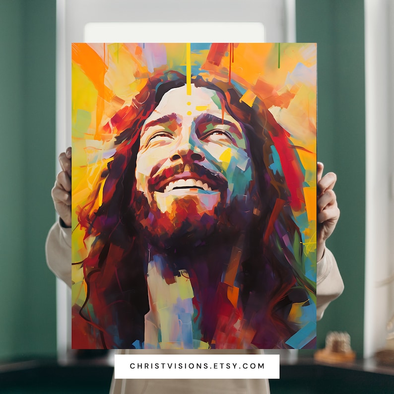 Laughing Jesus Printable Christian Art Jesus Art Boho Art Jesus Picture Smiling Jesus Jesus ...