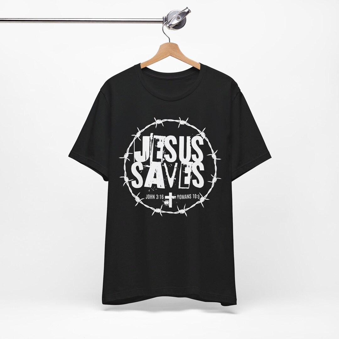 T-shirt Homme Jesus Saved My Life – Oversize Chrétien Streetwear Y2K – Col Rond Manches Courtes – Look Vintage Tendance Été
