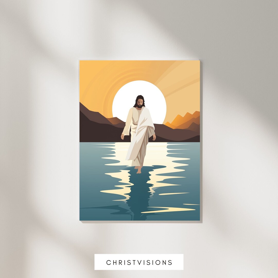 Printable Jesus Walking on Water Digital Bible Art | Christian ...