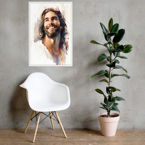 Jesus Laughing Framed Christian Wall Art Smiling Jesus - Etsy