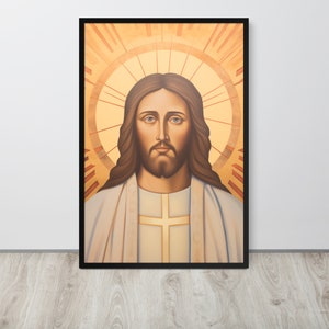 Art Deco Style Jesus Christ Print: Spiritial Wall Art for Christian Decor & Unique Religious Gift Idea