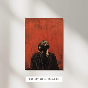 Saint Francis Digital Painting - Midcentury Modern Catholic Art Print - &quot;Sin Defeated&quot; Artwork