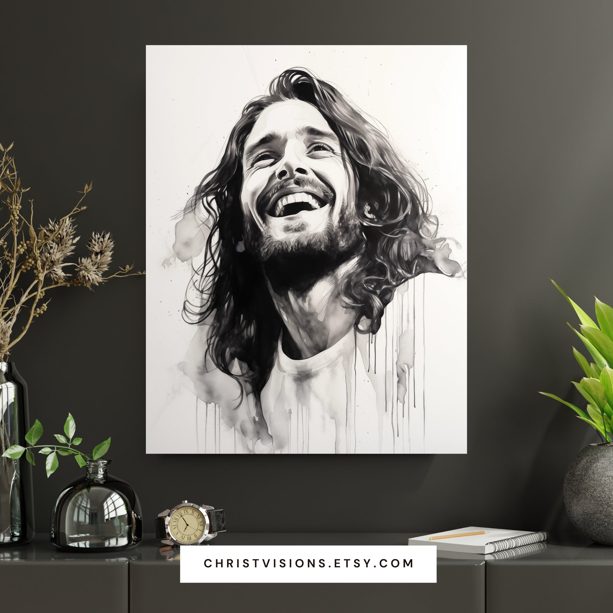 Smiling Jesus Printable Christian Art Digital Jesus Print Christian ...