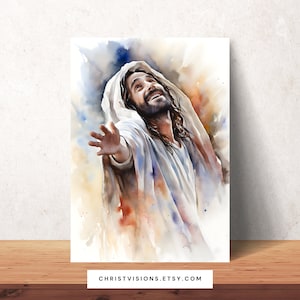 Smiling Jesus Printable Art | Jesus Art Print | Happy Jesus | Jesus Png | Jesus Smiling | Laughing Jesus | Printable Bible Art | Bible Png