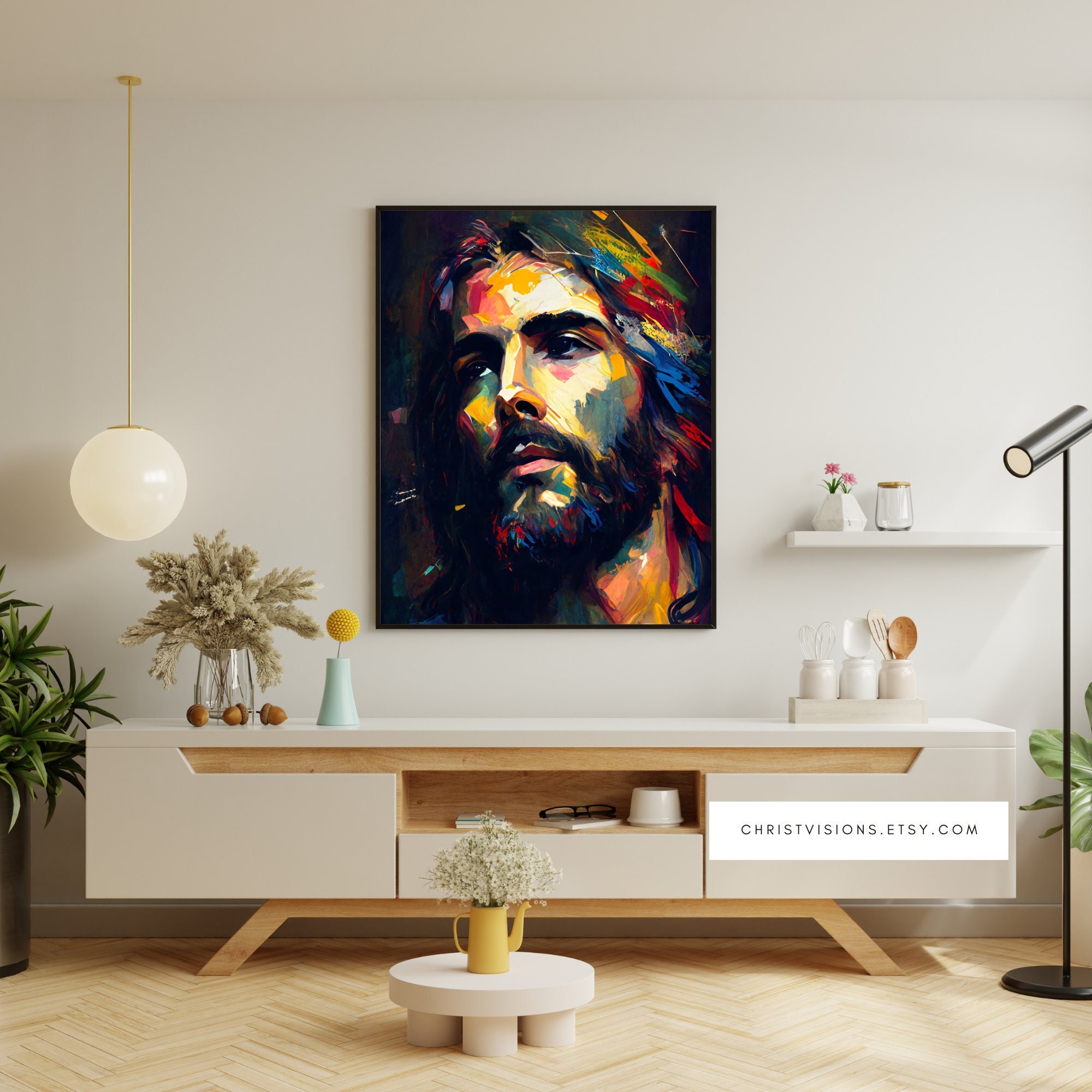 The Savior Jesus Framed Christian Modern Art Jesus Art Etsy