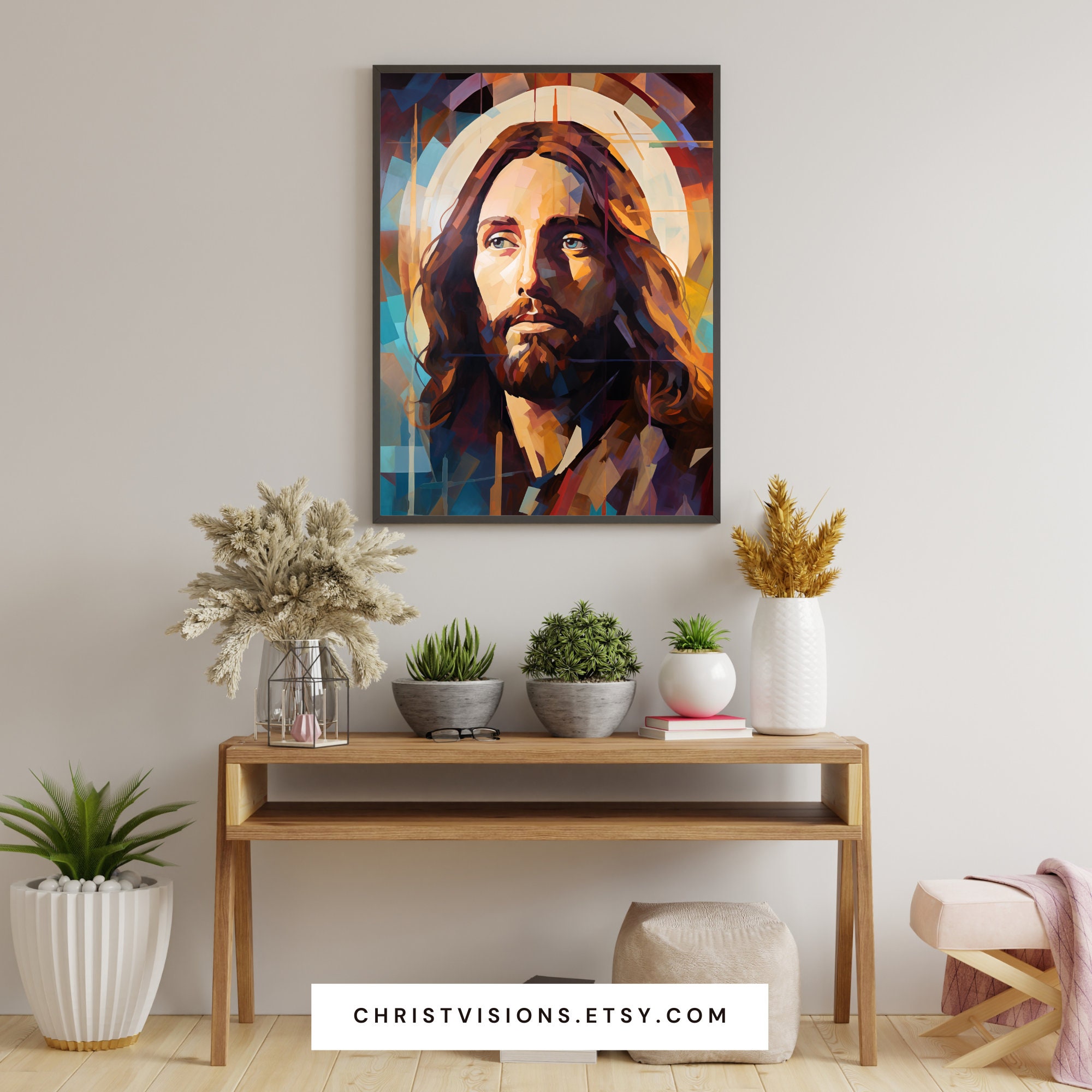 Jesus Christ Portrait in Art Deco Style - Christian Wall Art & Faith ...