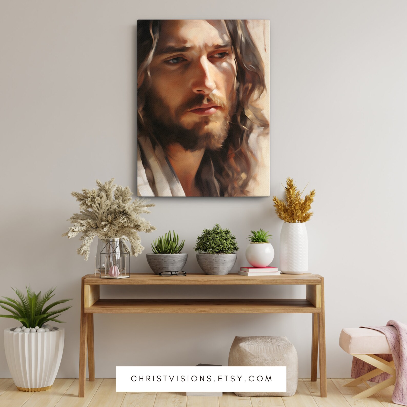 Jesus Portrait Christian Canvas Print Jesus Painting Jesus Wall Art