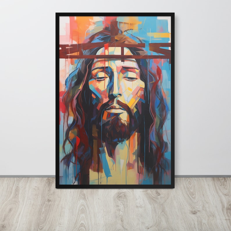 Framed Christian Modern Art Jesus Print Abstract Jesus Painting
