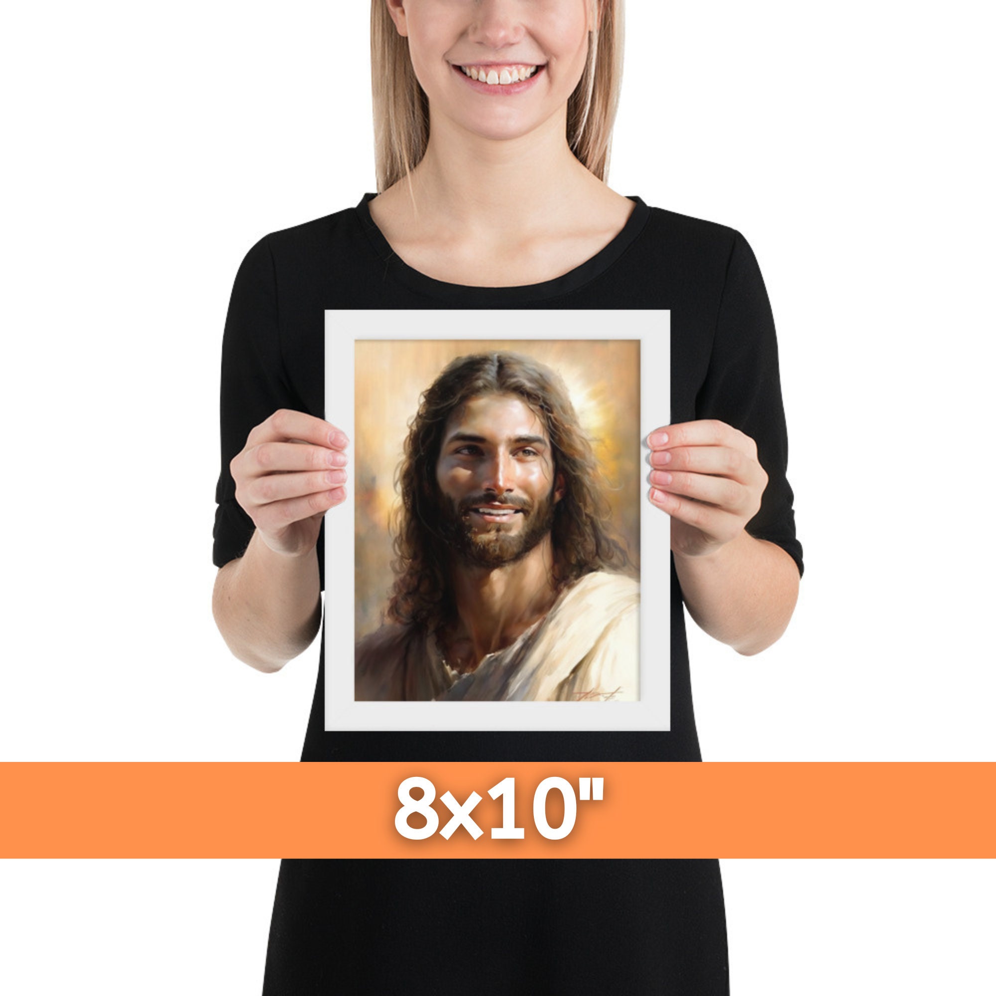 Jesus Smiling Framed Christian Wall Art Jesus Painting - Etsy