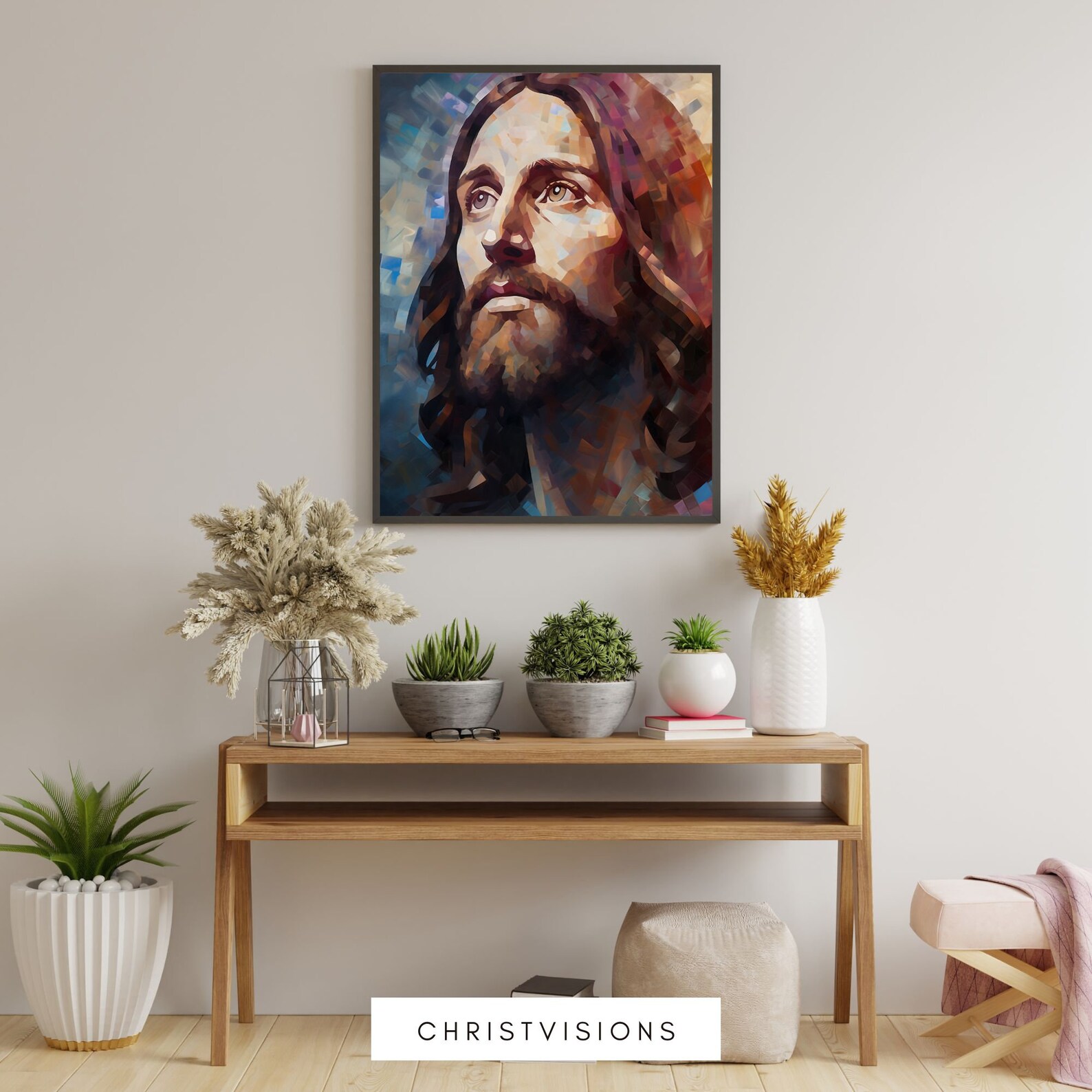 Framed Jesus Portrait Art Print Chrisitan Home Decor Jesus Etsy