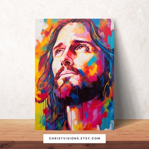 Colorful Christian Modern Art Digital Jesus Print | Jesus Artwork | Christian Printables | Jesus Picture | Jesus Christ Art | Christian Png