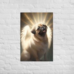 Adorable Angel Pug Puppy Print Art For Kids&#39; Room, Nursery, or Brightening Your Workspace